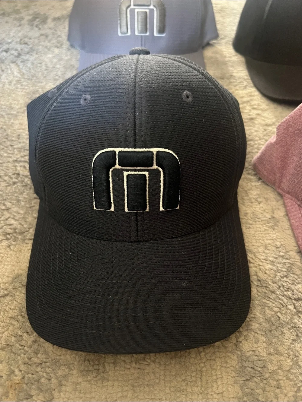 BUNDLE Travis Matthew 'M' Logo Baseball Flexfit Hat Cap - Black Gray Pink Navy